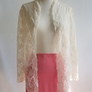 Vintage Circa 1970 Ecru Lace Jacket